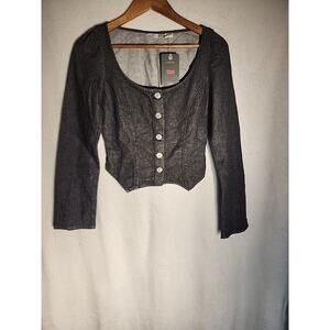 Levi's Women's Denim Button Up Corset Top Crop Slim Fit Size XS New With Tags